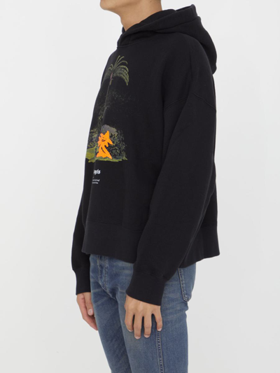 Palm Angels Enzo Graphic Print Hoodie With Ribbed Finish In Black