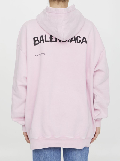 Shop Balenciaga Hand Drawn  Hoodie In Pink