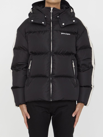 Shop Palm Angels Hooded Track Down Jacket In Black