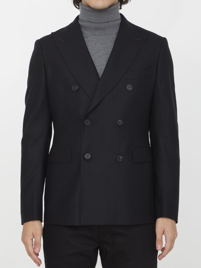 Shop Tonello Double-breasted Jacket In Wool In Black