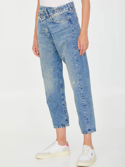 Shop R13 Kelly Crossover Jeans In Blue