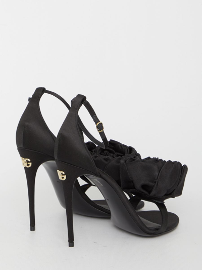 Shop Dolce & Gabbana Keira Sandals In Satin In Black