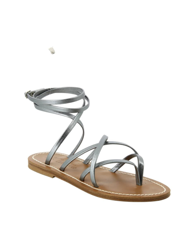 Kjacques K Jacques St Tropez Metallic Finish Thong Sandals With Slender Straps In Pink