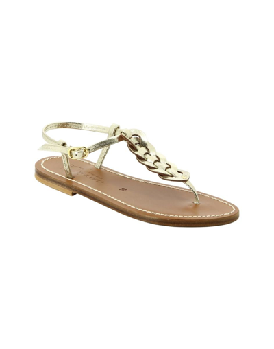 Kjacques Braided Thong Sandals In Metallic Finish In Gold