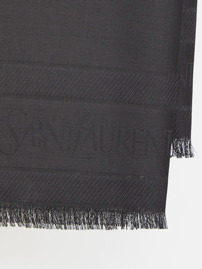 Shop Saint Laurent Large Square Scarf In Black