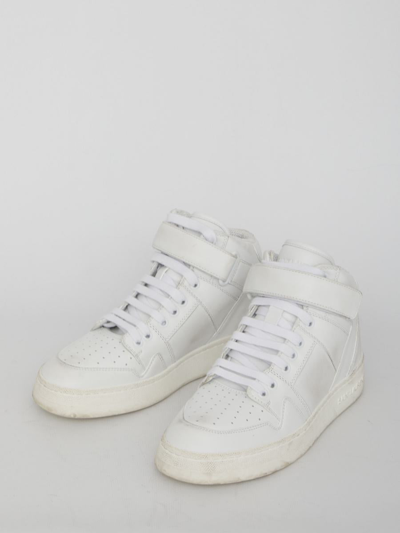 Shop Saint Laurent Lax Sneakers In Washed-out Effect Leather In White