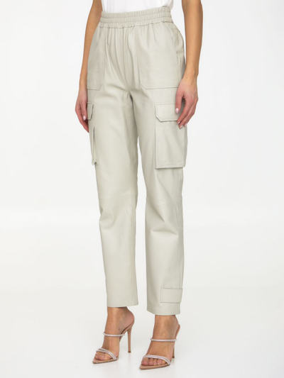 Shop Arma Leather Cargo Pants In Beige
