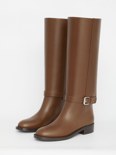 Shop Burberry Leather Boots In Brown