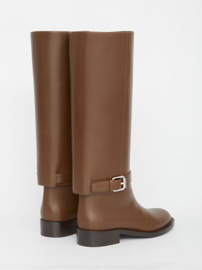 Shop Burberry Leather Boots In Brown