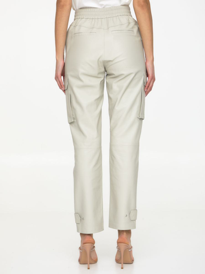 Shop Arma Leather Cargo Pants In Beige
