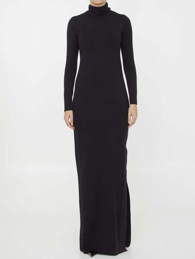 Shop Saint Laurent Long Dress In Wool In Black