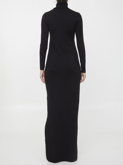 Shop Saint Laurent Long Dress In Wool In Black