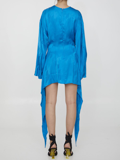 Shop Attico Louie Mini Dress In Turquoise