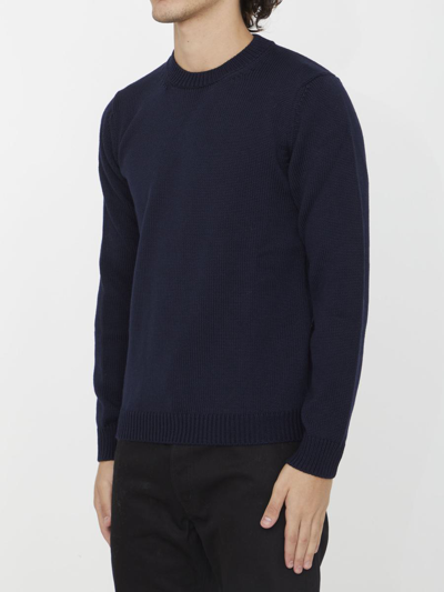 Roberto Collina Ribbed-knit Merino Wool Jumper In Blue