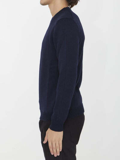 Roberto Collina Ribbed-knit Merino Wool Jumper In Blue