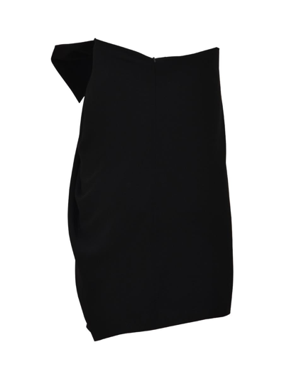 Saint Laurent Bow-embellished Strapless Crepe Dress In Black