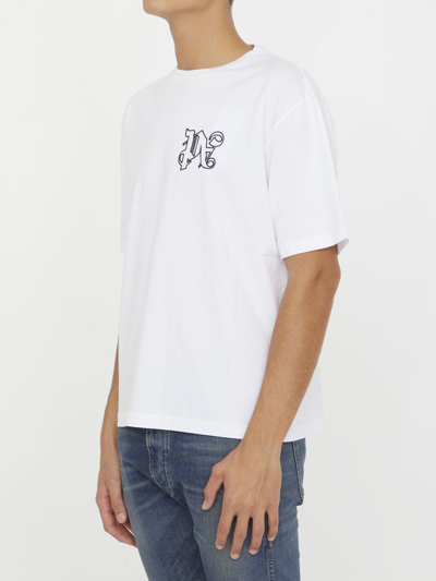 Shop Palm Angels Monogram T-shirt In White