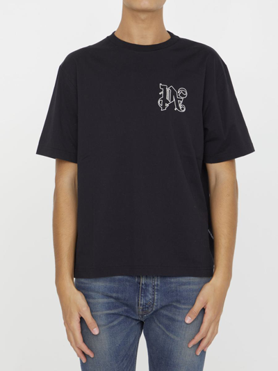 Shop Palm Angels Monogram T-shirt In Black