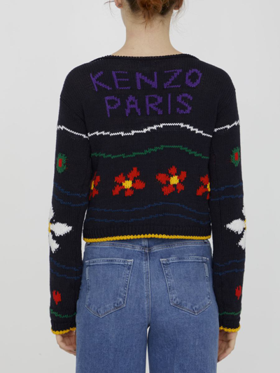 Shop Kenzo Multicolor Embroidered Jumper In Black