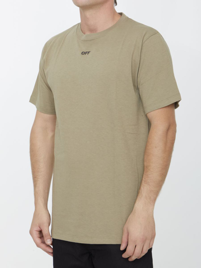 Off-white T Shirt With Arrow Embroidery In Beige
