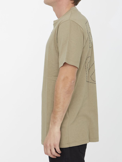 Off-white T Shirt With Arrow Embroidery In Beige