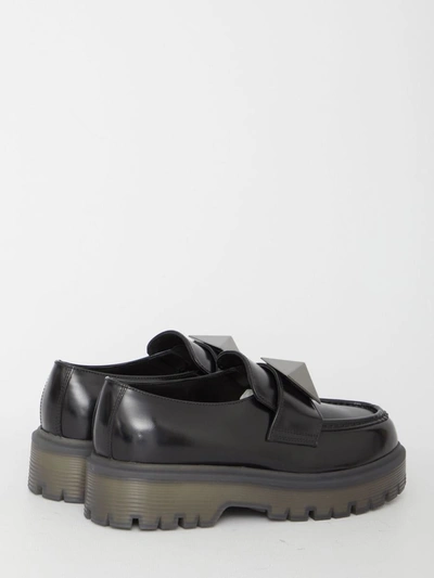 Shop Valentino One Stud Loafers In Black