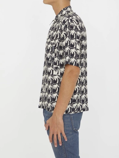 Shop Palm Angels Palms Print Shirt In Black