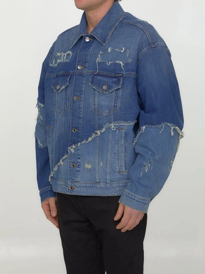 Shop Dolce & Gabbana Patchwork Denim Jacket In Blue