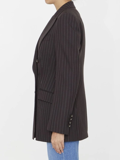 Shop Dolce & Gabbana Pinstriped Wool Jacket In Brown