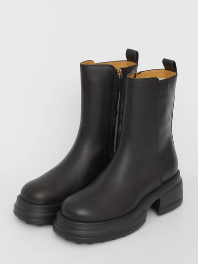 Shop Tod's Platform Ankle Boots In Black