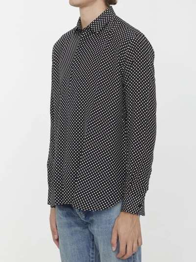 Shop Saint Laurent Polka-dot Silk Shirt In Black