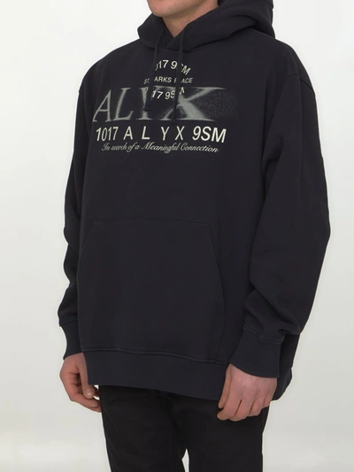 Shop Alyx Printed Cotton Hoodie In Black