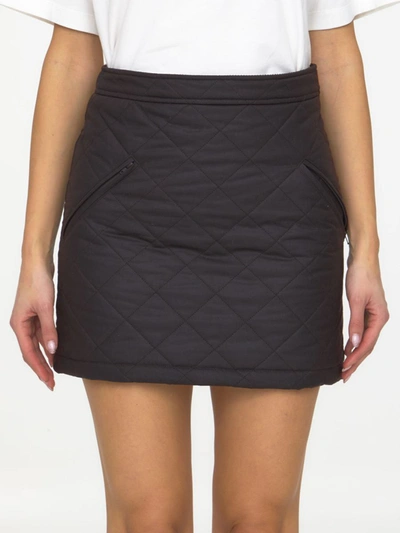 Shop Burberry Quilted Miniskirt In Brown