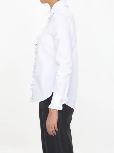 Shop Saint Laurent Ruffled Cotton Shirt In White