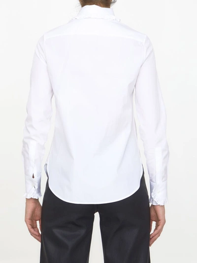 Shop Saint Laurent Ruffled Cotton Shirt In White