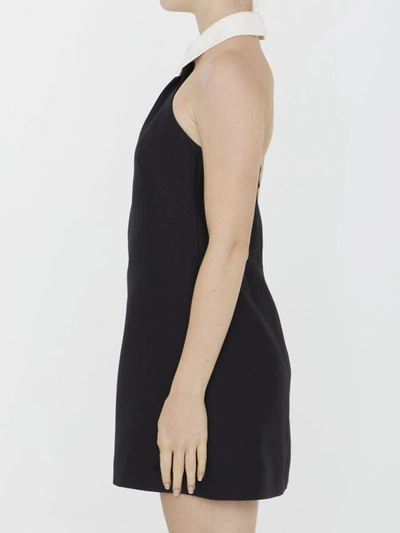 Shop Valentino Short Dress In Crepe Couture In Black
