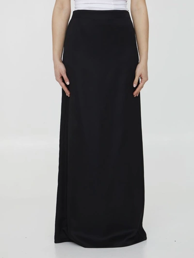 Shop Bottega Veneta Silk Twill Skirt In Black