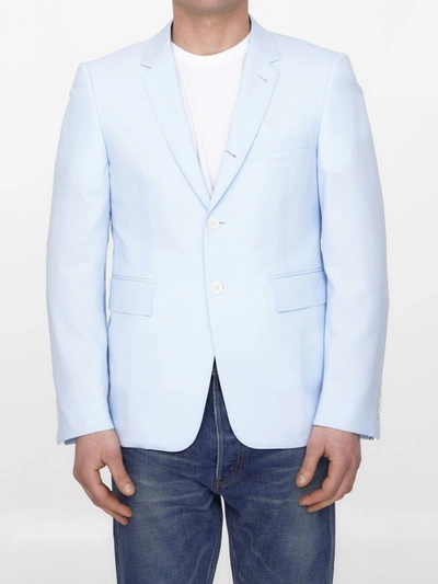 Shop Thom Browne Single-breasted Wool Jacket In Blue