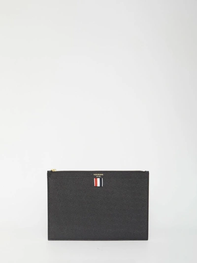 Shop Thom Browne Small Tablet Clutch In Black
