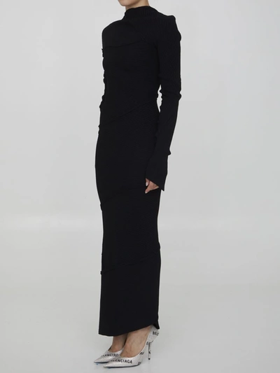 Balenciaga Paneled Ribbed-knit Maxi Dress In Black
