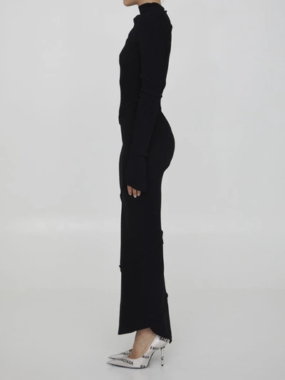 Balenciaga Paneled Ribbed-knit Maxi Dress In Black