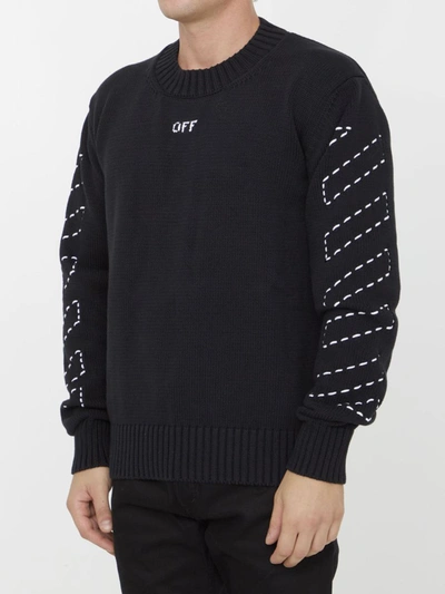 Shop Off-white Stitch Arrow Diags Sweater In Black