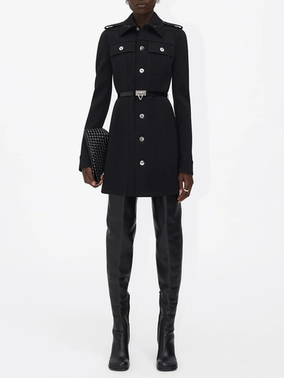 Shop Bottega Veneta Stretch Wool Minidress In Black