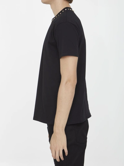 Shop Valentino Studded T-shirt In Black