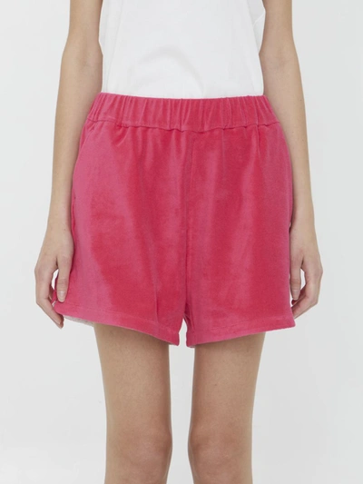Shop Moncler Terry Cloth Shorts In Pink