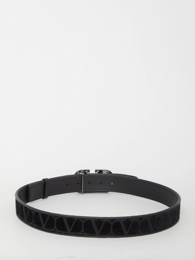 Shop Valentino Vlogo Toile Iconographe Belt In Black