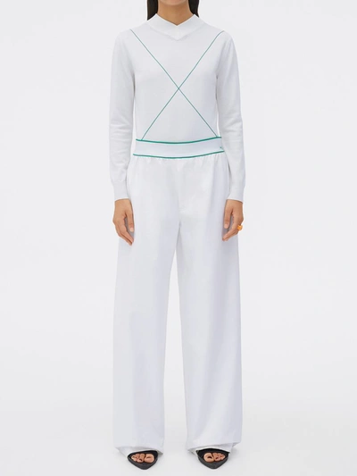 Shop Bottega Veneta White Trousers With Logo