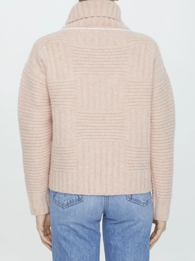 Shop Bottega Veneta Wool Turtleneck Sweater In Pink