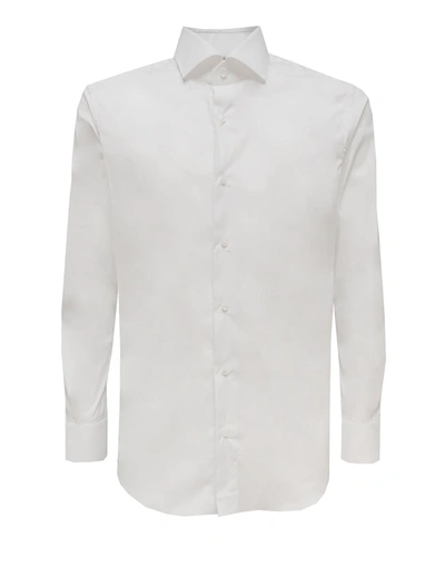 Xacus Spread-collar Cotton Shirt In White