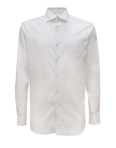 Xacus Spread-collar Cotton Shirt In White